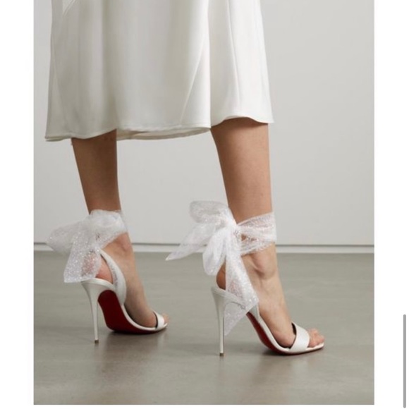 Sandale du Désert sandals. Satin crêpe, 100mm heels, glittered tulle ties. - Picture 2 of 15